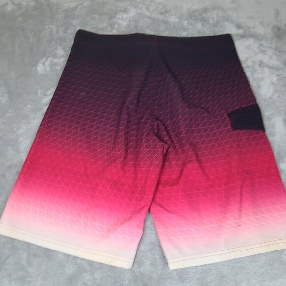 OP Flex 4 Way Stretch  Mens Swim Trunks Size 34 Red Multicolor Board Shorts - Picture 2 of 11
